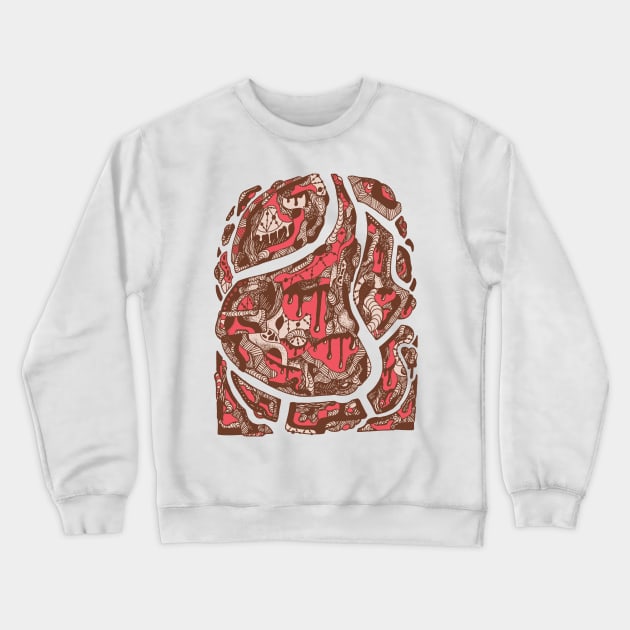 Abstract Wave of Thoughts No 3 Pink and Tan Crewneck Sweatshirt by kenallouis